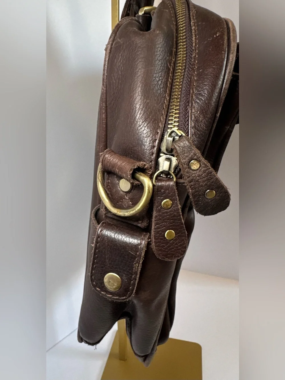 Vicenzo Titan X Leather Briefcase Laptop Messenger Bag